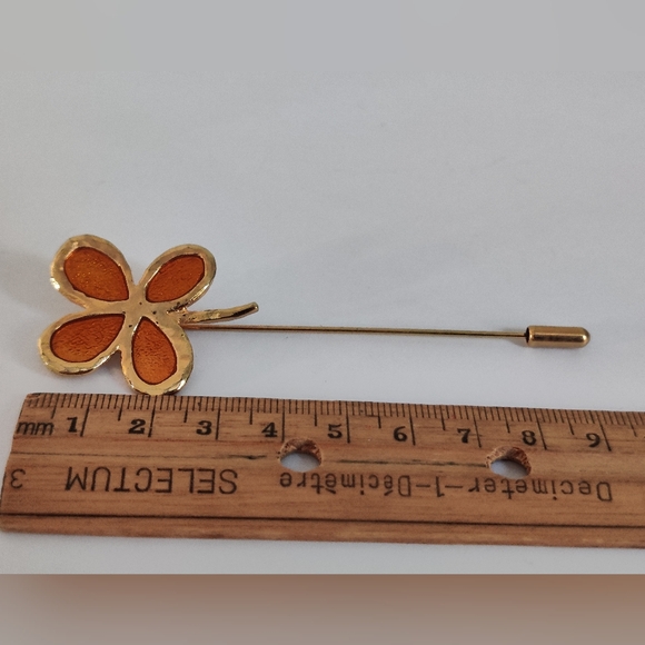 Designer Cecile Jeanne Paris Four Leaf Clover Stick pin brooch - Picture 10 of 11